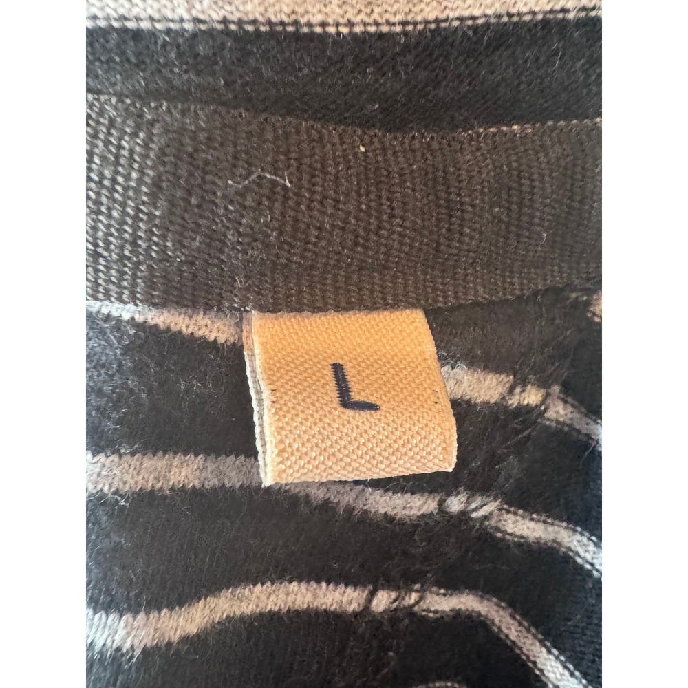 Mufti Jeans Hooded Henley Shirt Black White Striped Long Sleeve Mens Large - Picture 3 of 9